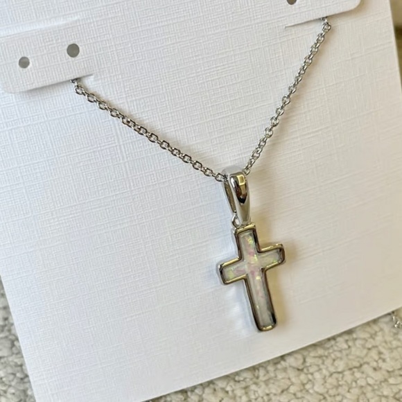Kendra Scott Silver Iridescent Cross Necklace - Picture 3 of 3